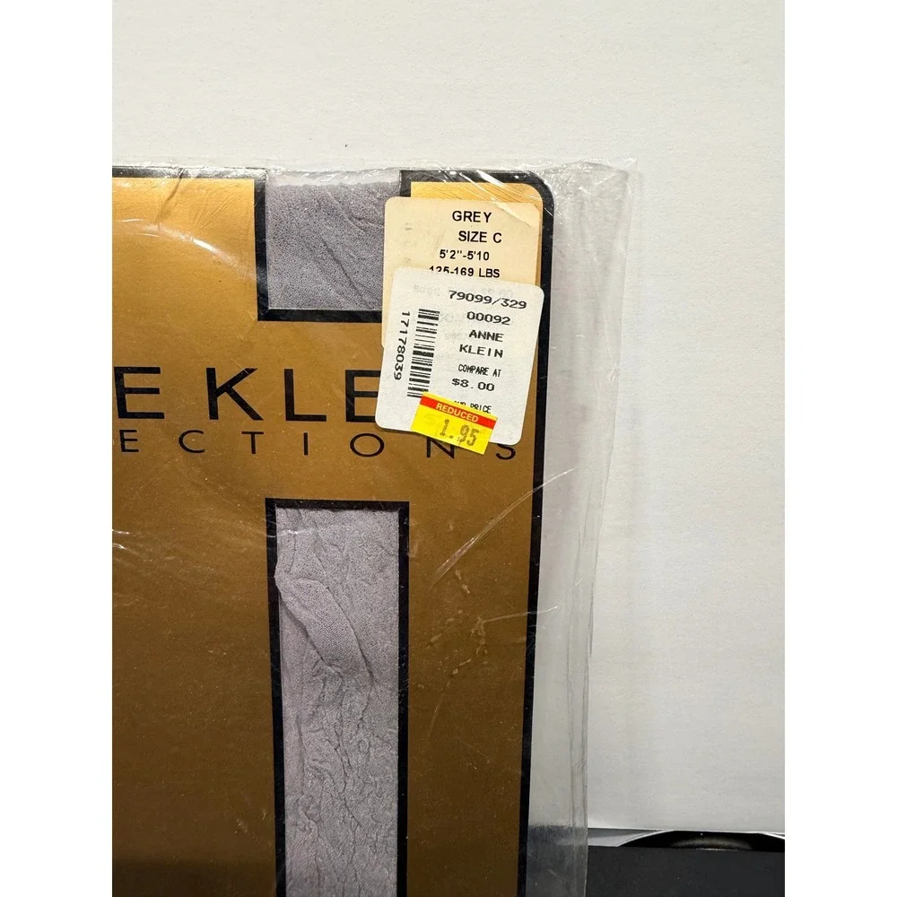 Anne Klein Collections Grey Lycra Sheer Control Top Pantyhose Sz C Vintage USA